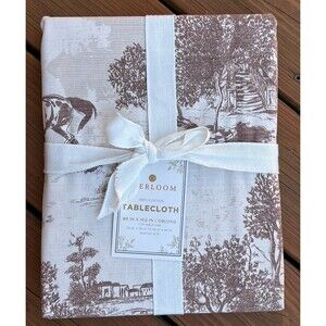 Everloom EQUESTRIAN TOILE "Shirley" TABLECLOTH Farm Horses Thanksgiving 60x102”
